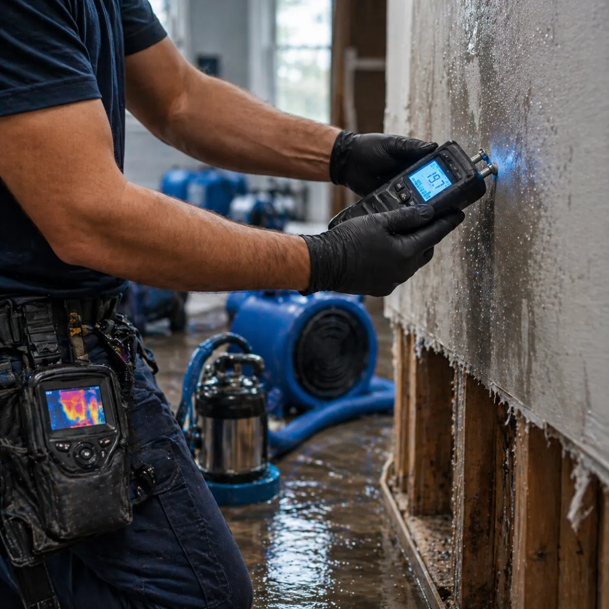 water damage restoration in progress in a spring tx home