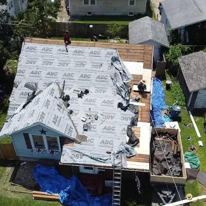 emergency roof repairing in progress