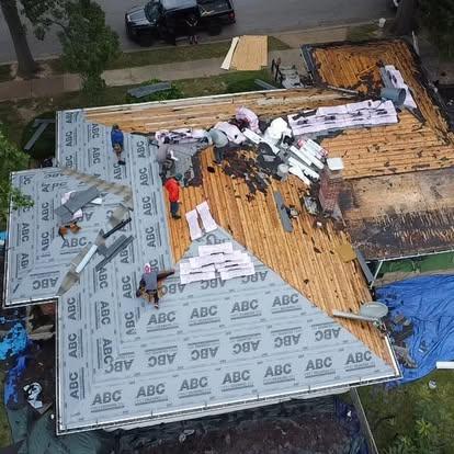 emergency roof repairing in progress