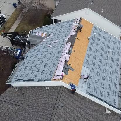 emergency roof repairing in progress