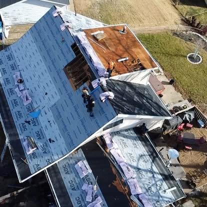 emergency roof repairing in progress