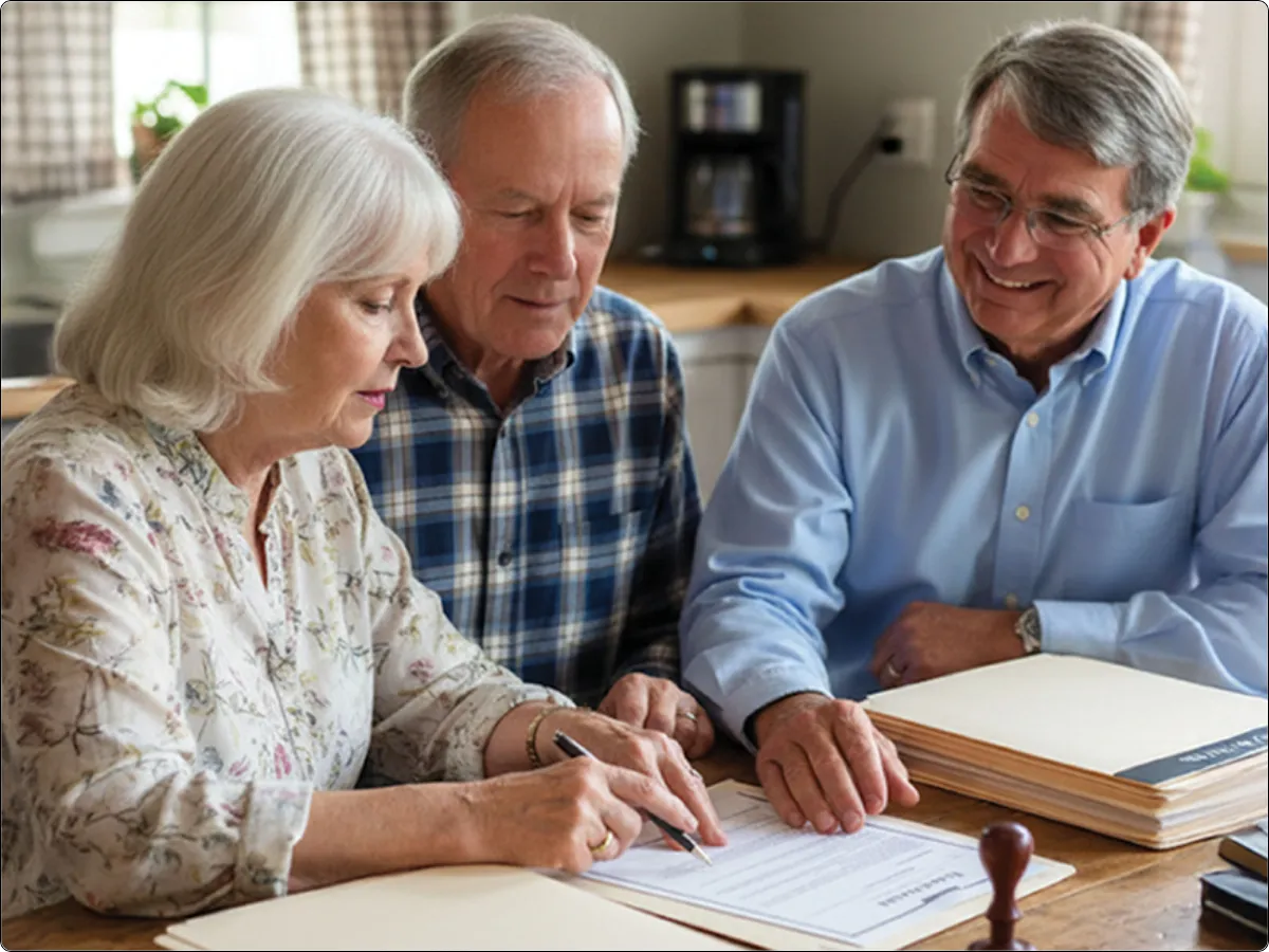 Greg, Mobile Notary Public assisting a local couple with document signing at their home in Lodi, CA