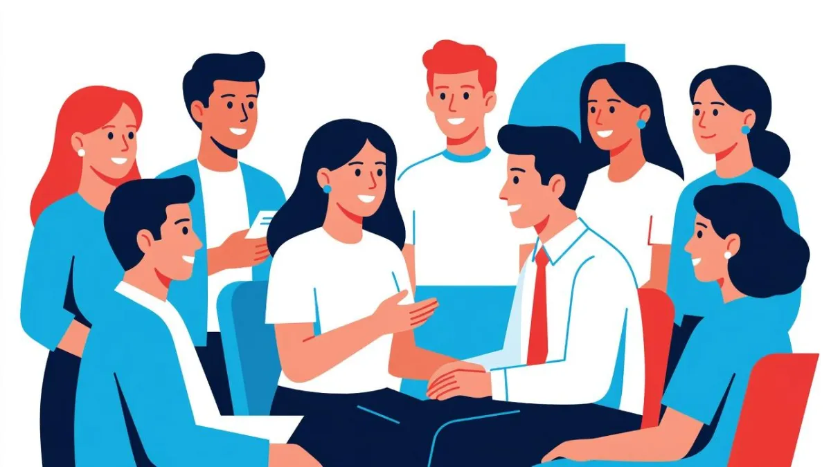 High school students in a soft-skills-focused college admissions interview scene, illustrating why colleges now weigh communication and resilience