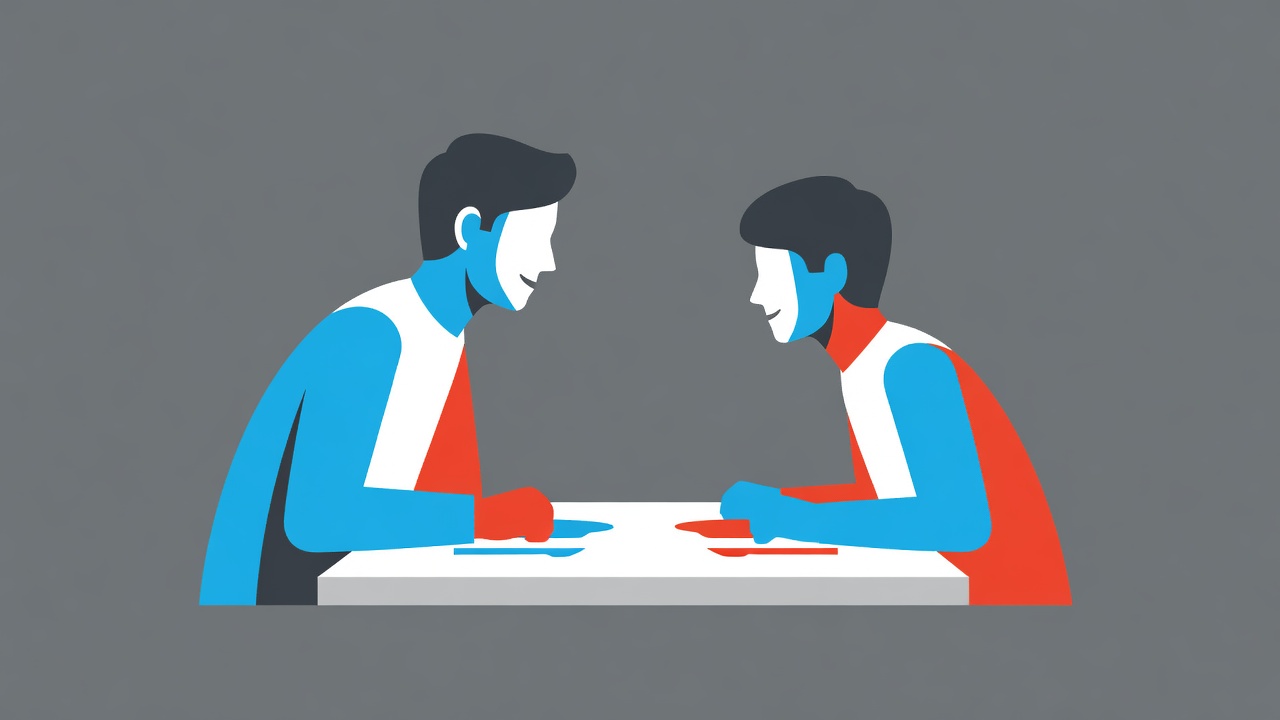 Parent and teenager talking at the dinner table