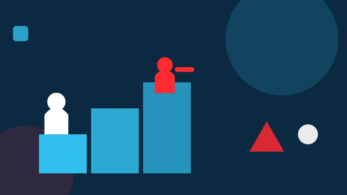 Illustration of an adult guiding a teenager up ascending steps, representing scaffolded independence and teaching teen responsibility without micromanaging