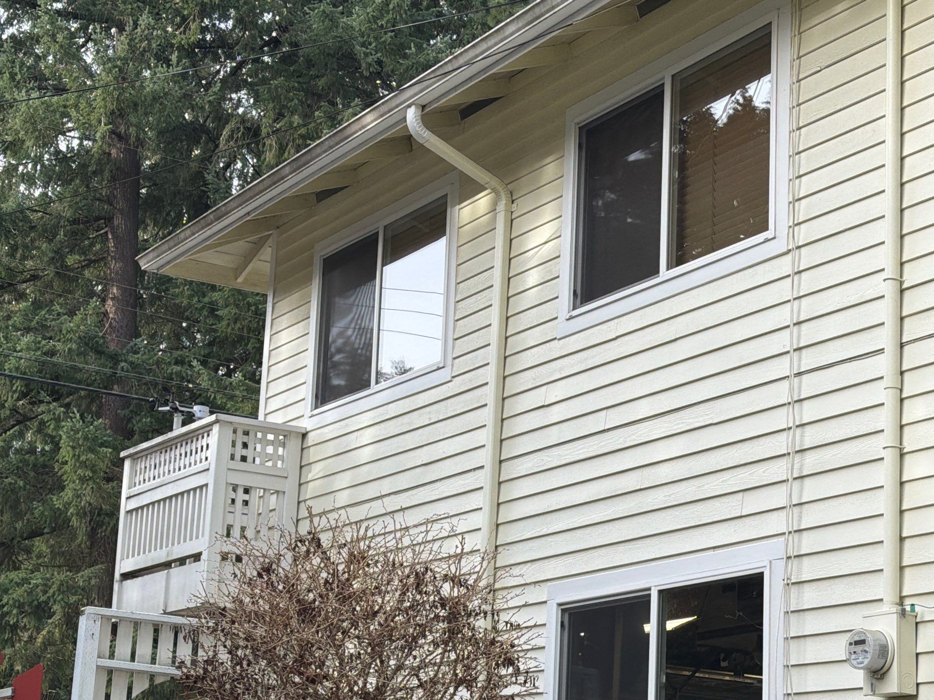 Roofing professionals conducting roof cleaning service