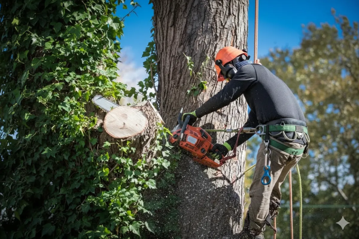 contractor trimming tree