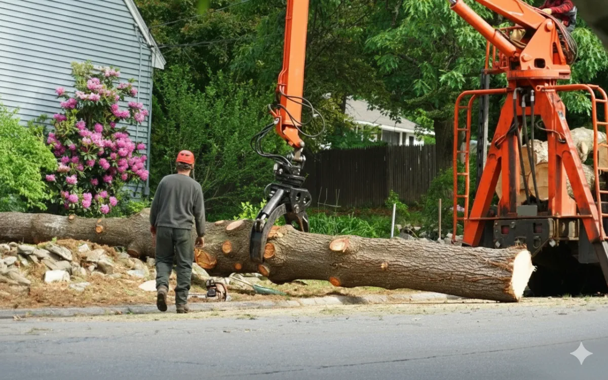tree removal using truck overlook by a contractor