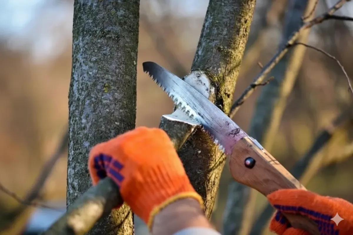 tree trimming using saw