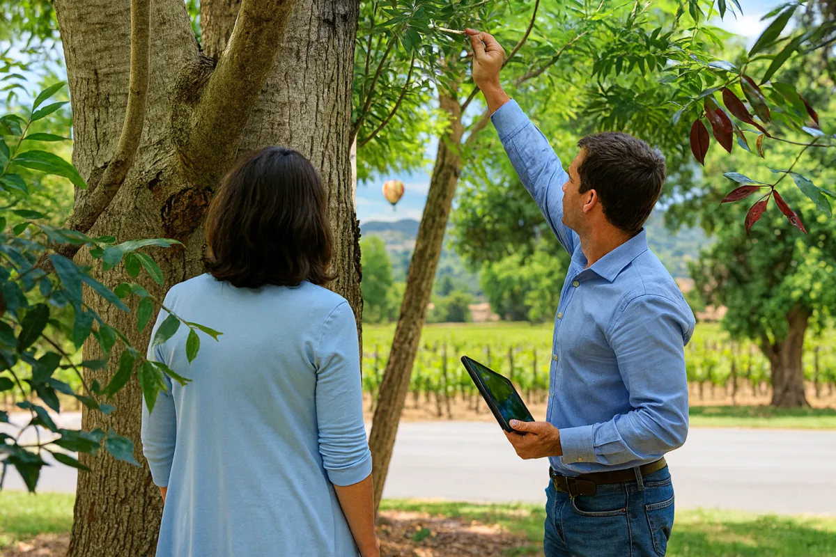 customer and arborist consultant discussion