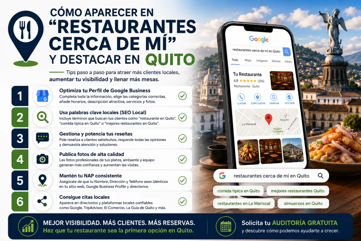 ¿Por qué tu restaurante no aparece cuando buscan "Restaurante cerca de mí" en Quito?