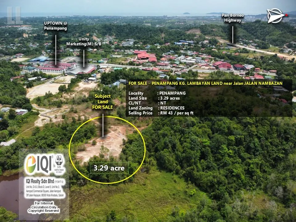 Penampang land for sale, Kg Nambazan land, land in Penampang Sabah, land near Kota Kinabalu, development land Penampang, NT Land Kota Kinabalu, hard ground land Penampang, build-ready land Penampang, 3.29 acre land Sabah, land for gated housing Penampang, land for school Penampang, land for eco-resort Penampang, landbanking Penampang, land for senior home Sabah, Sabah land investment, Penampang property investment, commercial land Penampang, real estate Penampang Sabah
