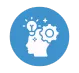 Icon of a head with a lightbulb and gear, symbolizing new ideas and strategic thinking to build confidence and overcome limiting beliefs