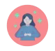 Icon of a calm person meditating with sparkles, symbolizing well-being and positive mindset