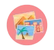 Icon of multiple overlapping documents or images, symbolizing templates and resources