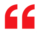 Red opening quotation mark icon, signifying a customer testimonial