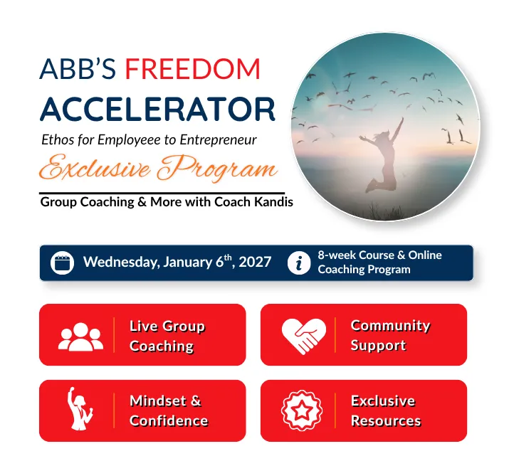 Freedom Accelerator group coaching program featuring live group coaching, community support, mindset development, and exclusive resources