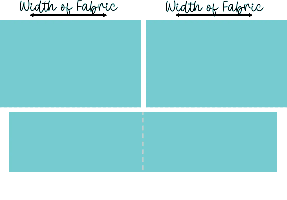 Diagram showing two widths of fabric joined to make a quilt backing