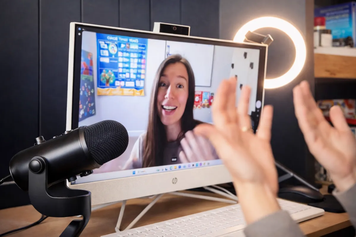 Jessica Paxton typing at her computer