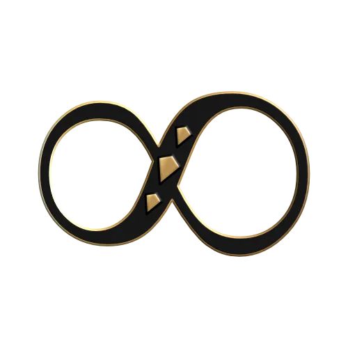 AX Luxhair - Favicon Logo Designed by Jessica Paxton - Black infinity symbol with gold jewels in the center