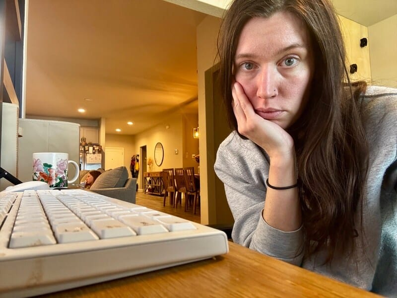 An image of Jessica looking like she's been sitting and waiting awhile