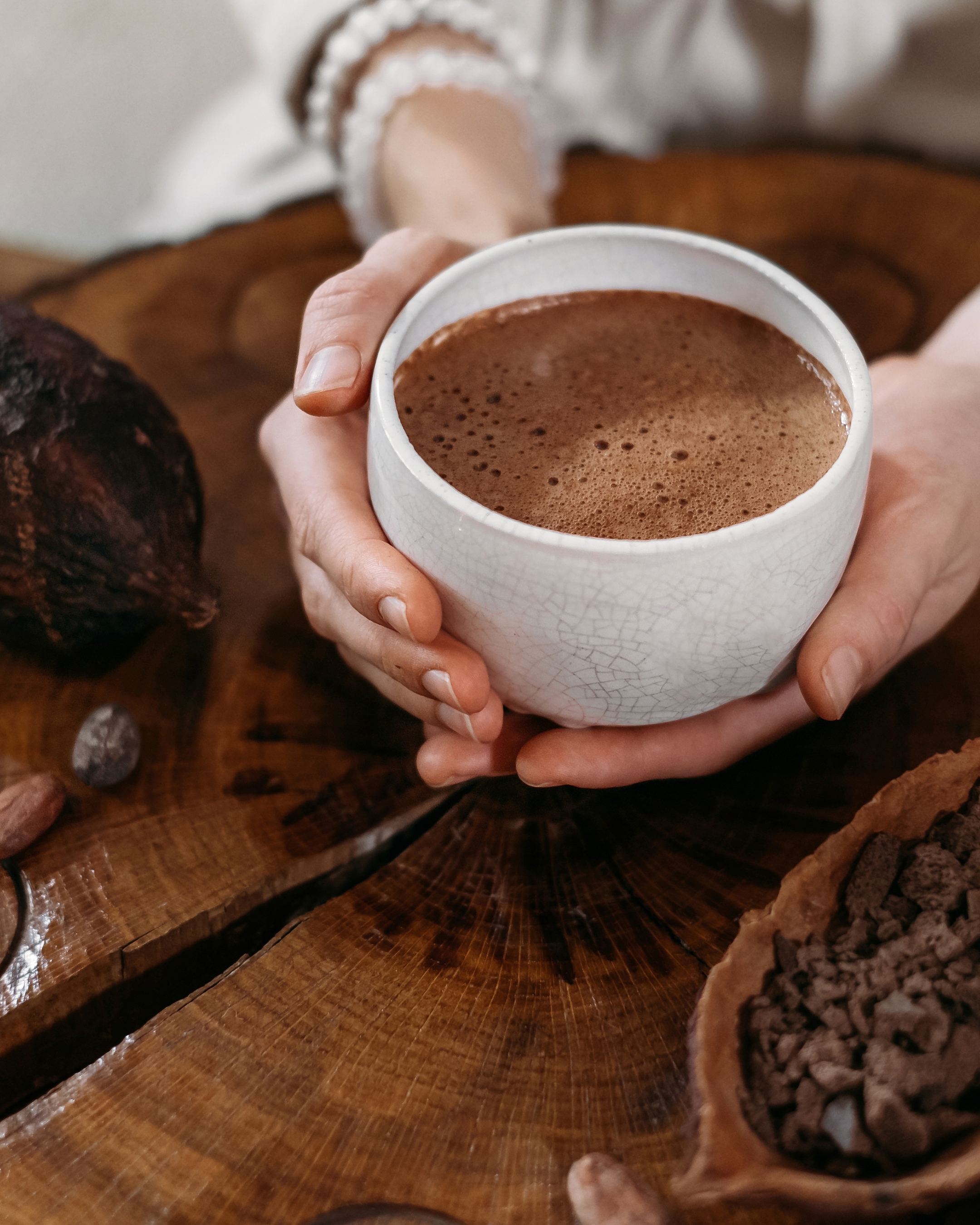 Warm cacao before a breathwork sesson