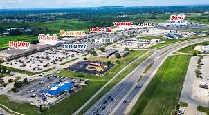 Aerial view of Asbury with residential streets and retail areas