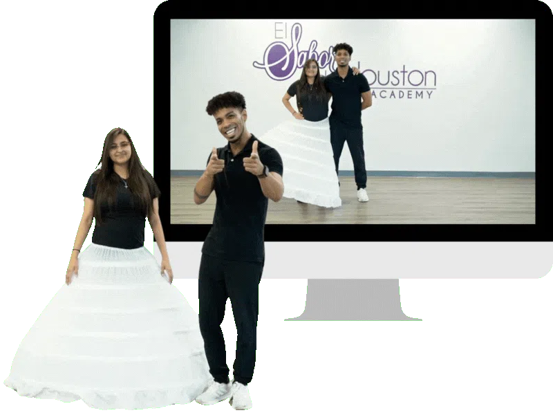 Father daughter quinceañera dance lessons displayed on a computer screen from Quince Dance Academy