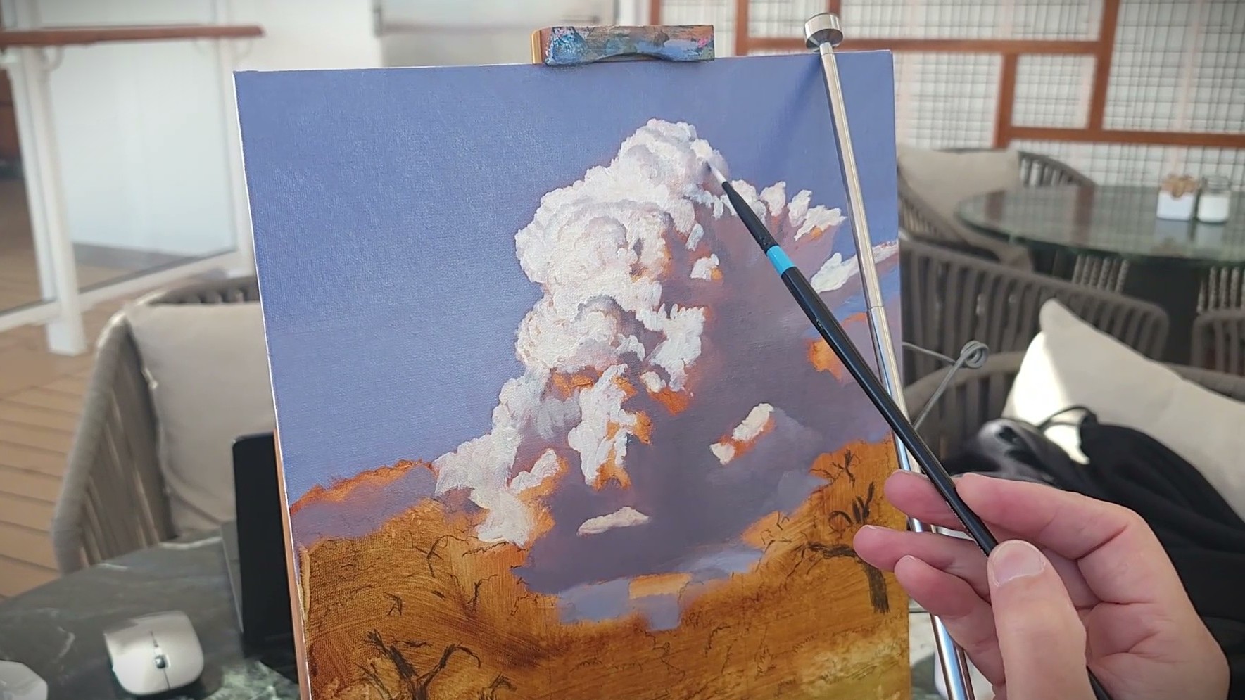 Painting clouds en plein air