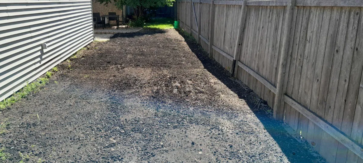 Crew building patio and retaining features