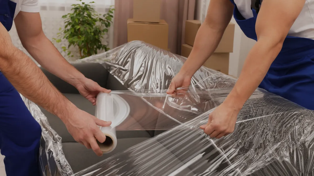 senior people packing moving box for local move