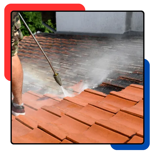 Homeowner getting a free roof washing estimate in Davie, FL