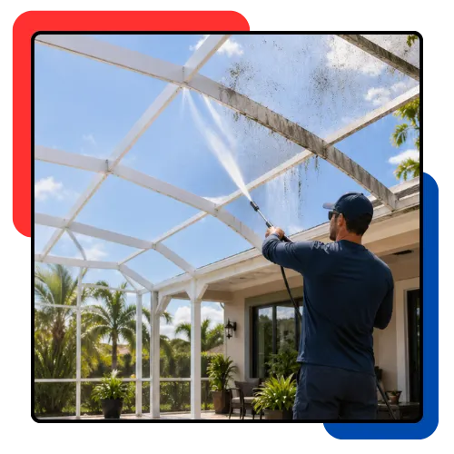 Washed screen enclosure and patio area at a home in Weston, FL