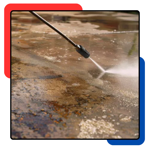 Pressure washer cleaning a dirty driveway in Weston, FL
