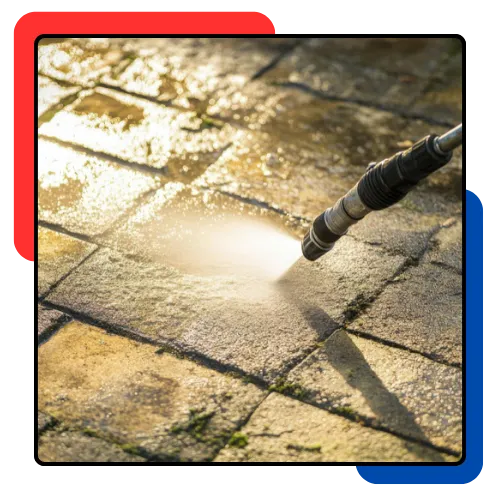 Driveway stain removal at a home with a brighter, cleaner entrance