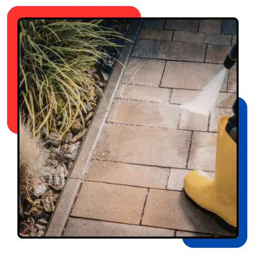 Freshly washed walkway next to a clean driveway in Weston, FL