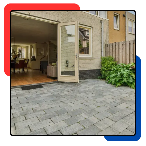 Paver area with stain treatment and a cleaner outdoor surface in Weston, FL