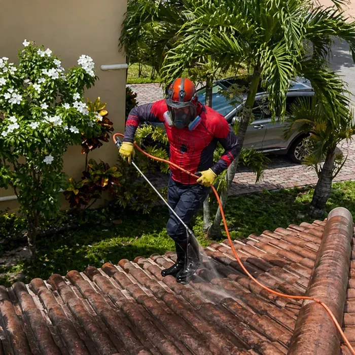 High-pressure driveway cleaning by Super Hero Wash in Miramar, FL 