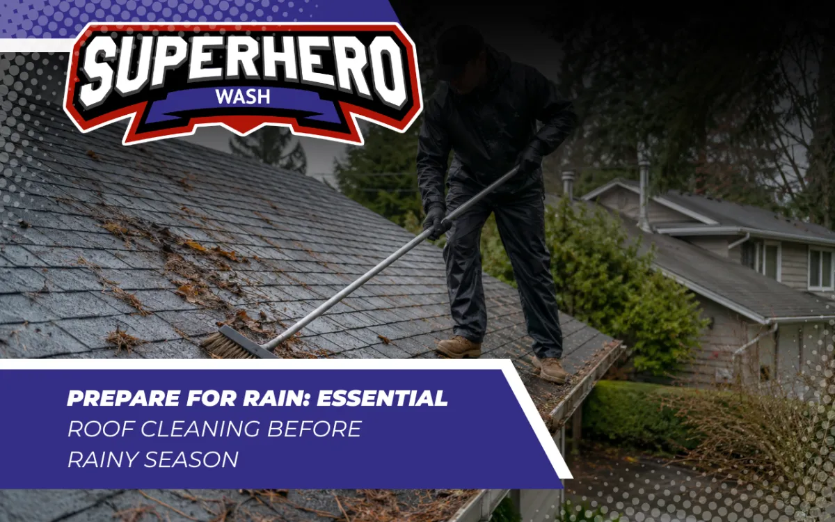  Roof cleaning before rainy season to remove surface debris