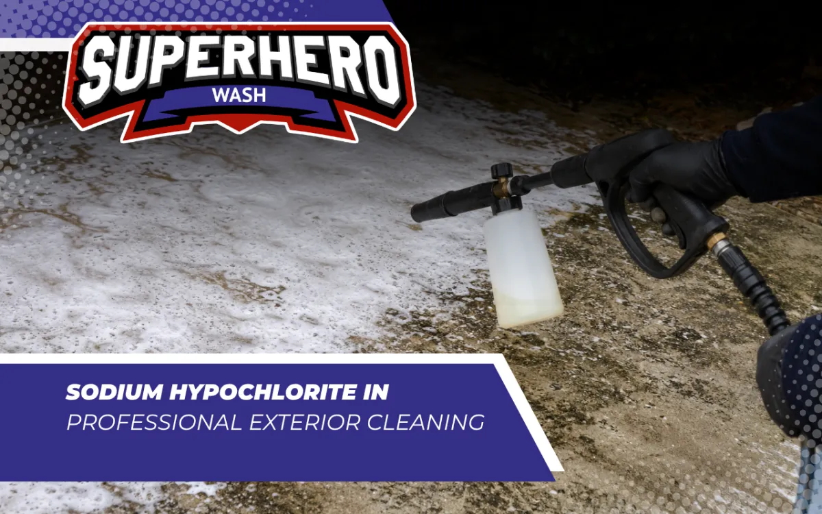 Controlled exterior cleaning treatment used on organic surface buildup