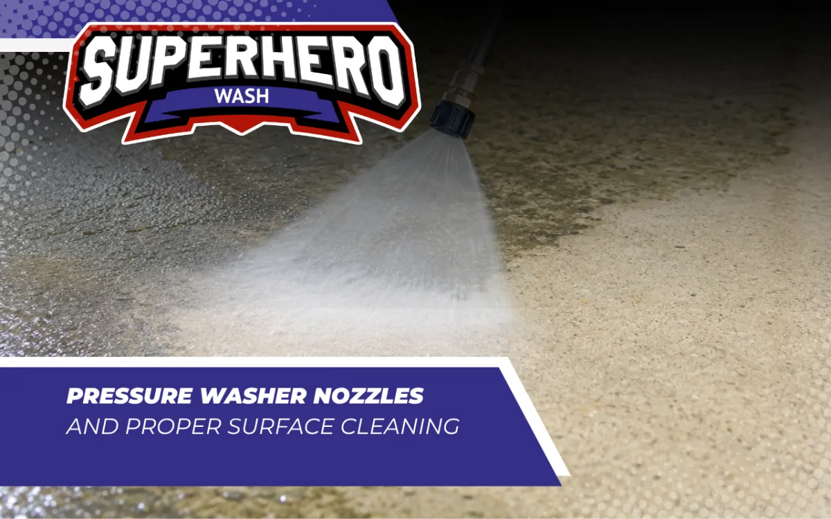 Pressure washer nozzle used for safe surface cleaning