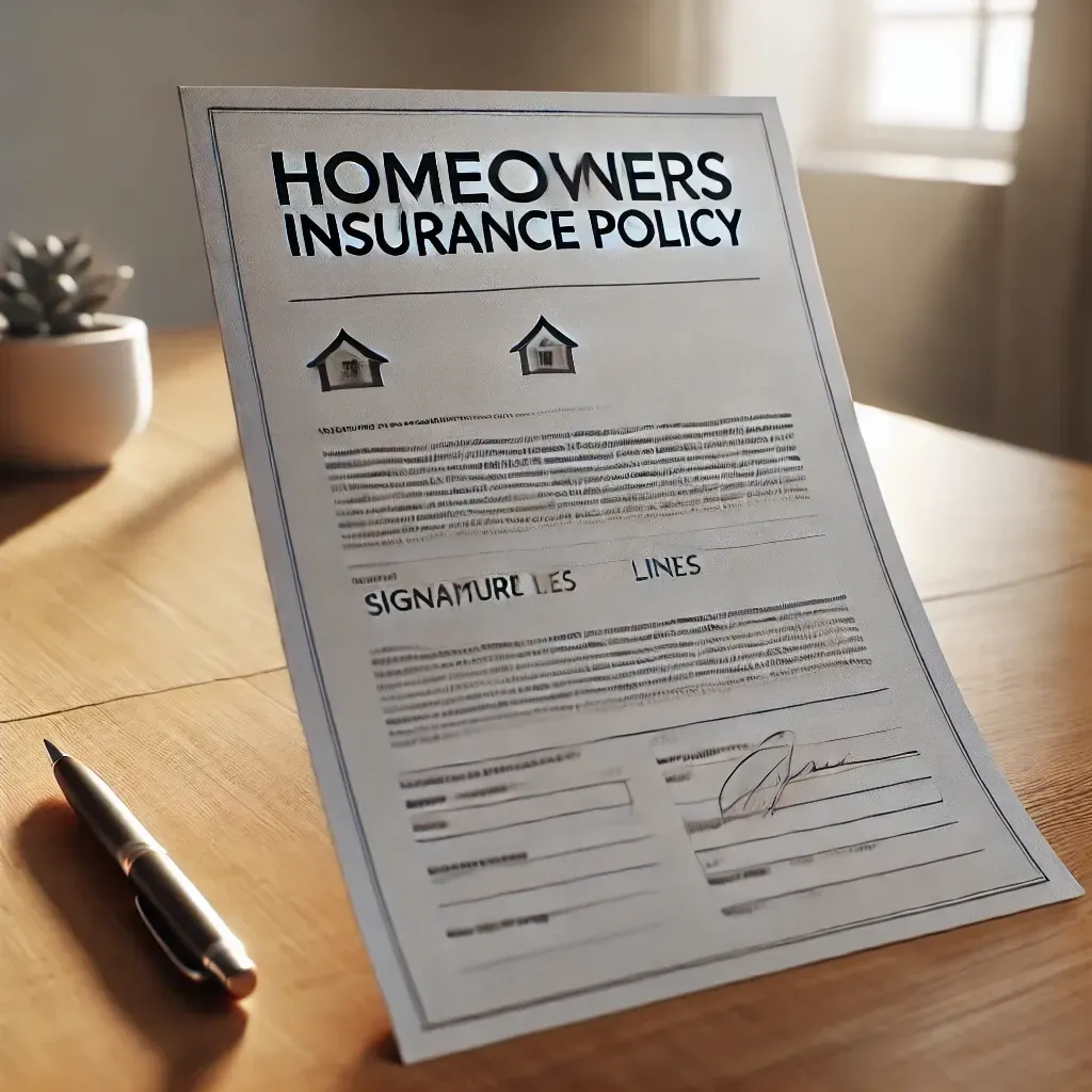 Homeowners insurance policy document for a roof claim