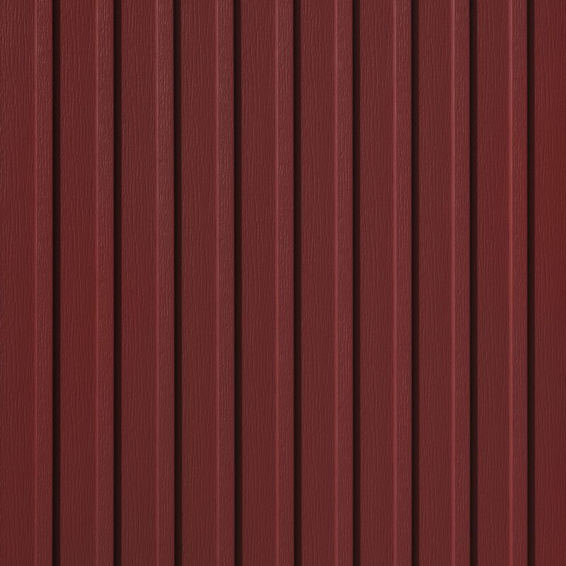 Quality Edge Trucedar steel Board & Batten Siding in Cottage Red