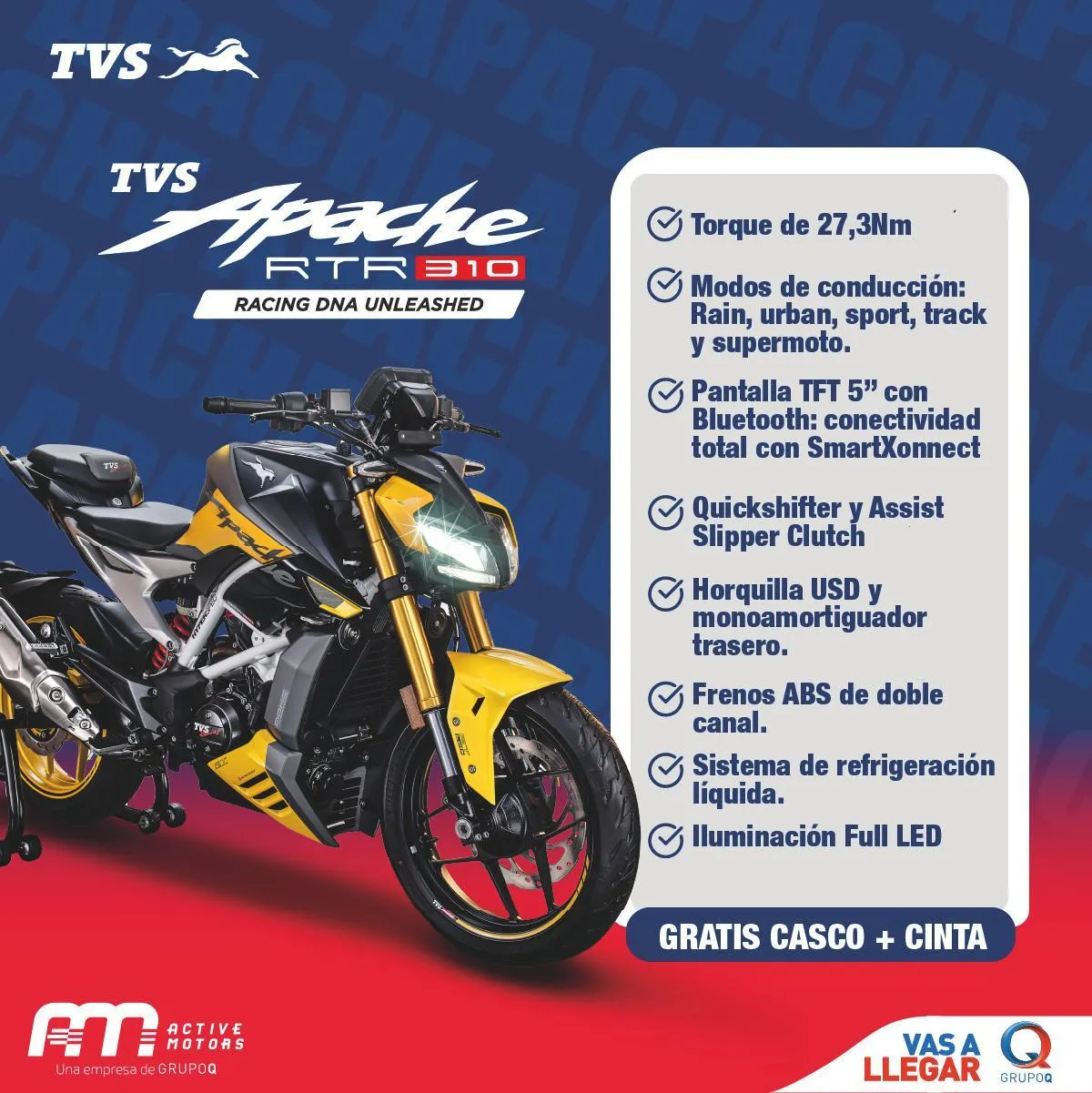 TVS Touring 350 with luggage mounts, windscreen, and visible instrument panel.