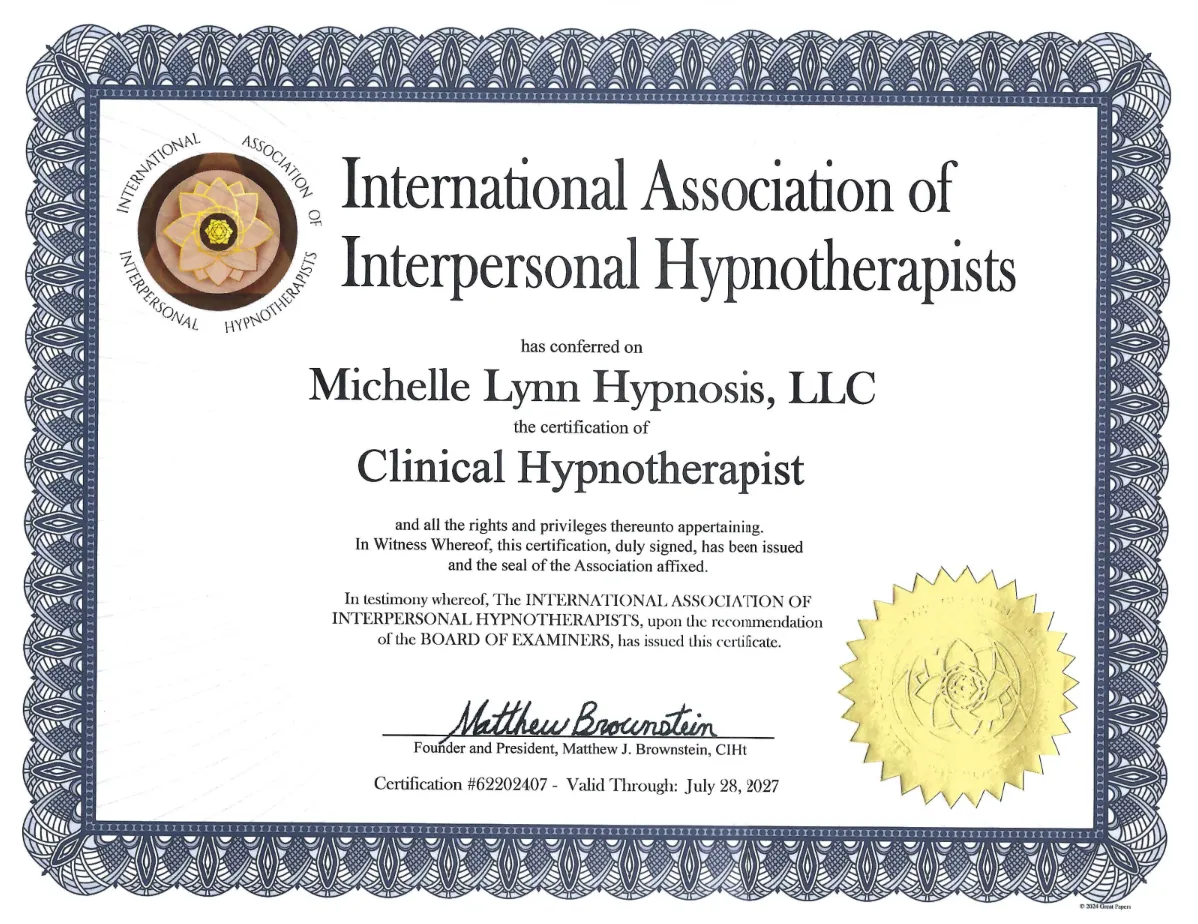 Michelle Lynn Hypnosis Certifications