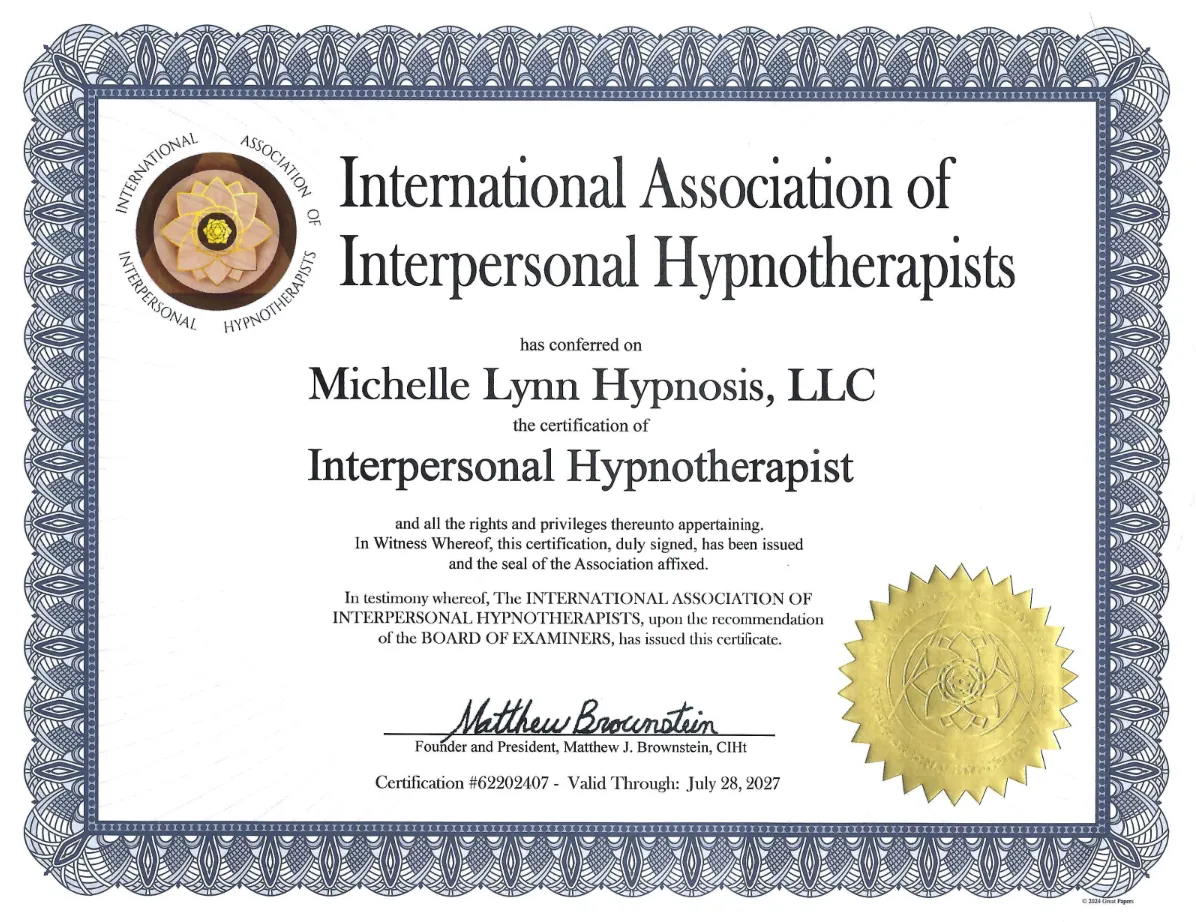 Michelle Lynn Hypnosis Certifications