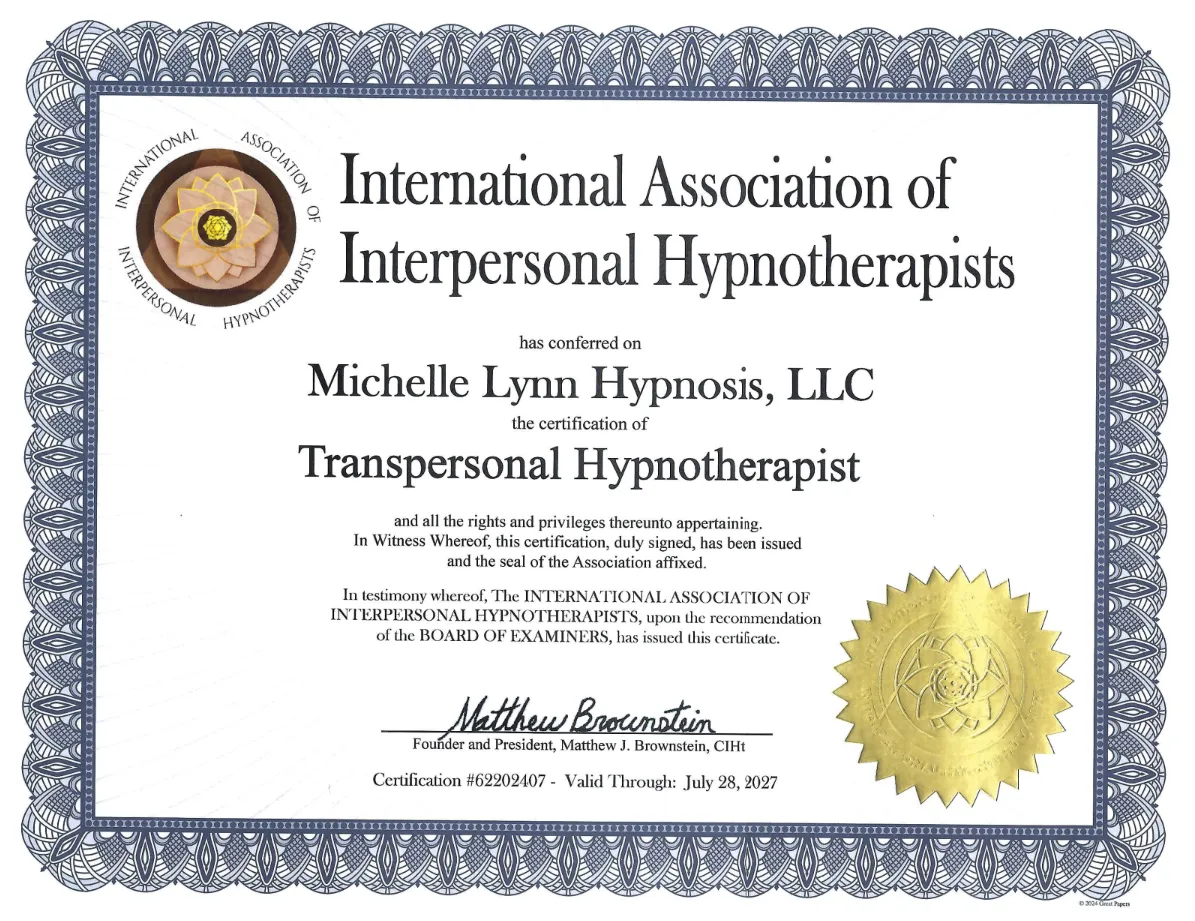 Michelle Lynn Hypnosis Certifications