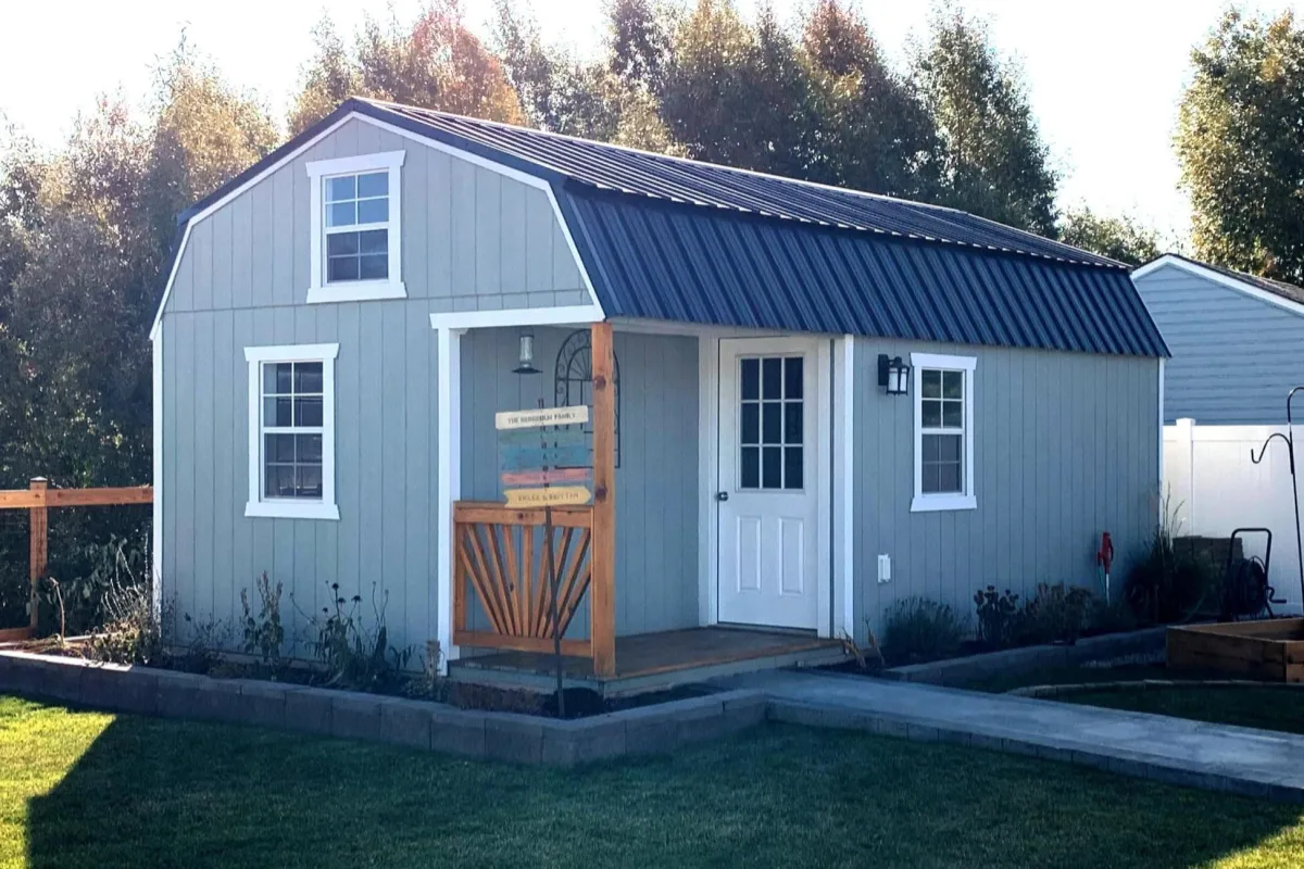 A tiny home builder finalizing construction