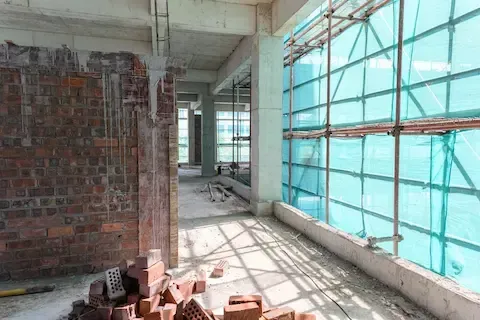 Commercial construction site with interior framing – Minneapolis Commercial Interiors.