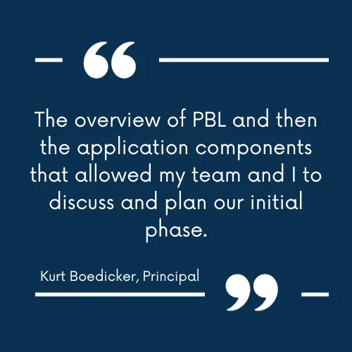 Magnify Learning Project Based Learning PBL Movement Conference Testimonial "The overview of PBL and then the application components that allowed my team and I to discuss and plan our initial phase."